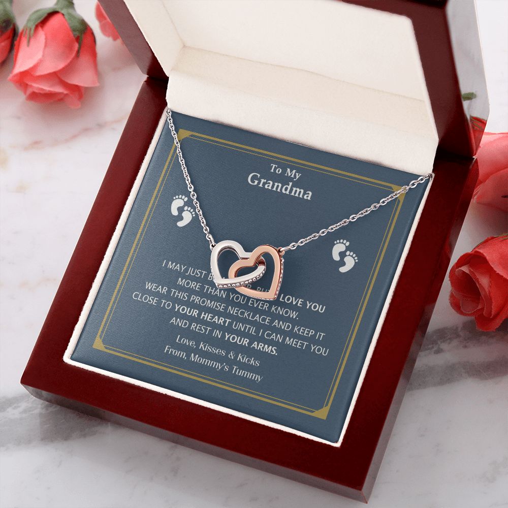 To My Grandma Necklace, Gift for Grandmother Necklace, Mothers Day Gift For Grandma Nana, Grandma Jewelry From Grandchildren GrandKids , Jewelry Box Gift For Grandma Grandmother17 Interlocking Hearts Necklace
