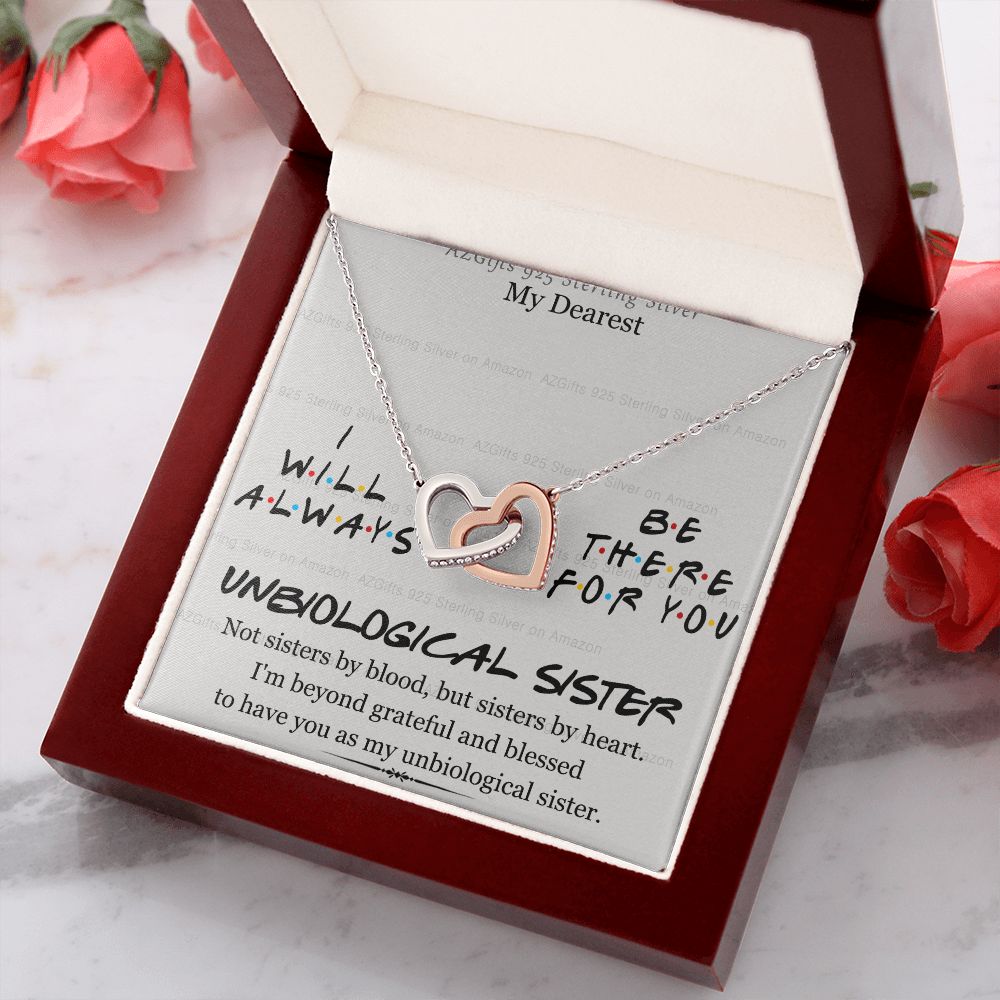 To My Unbiological Sister Necklace Pendant Gift for Soul Sister Unbiological Sister Gift for Women Girls My Unbiological Sister Jewelry Birthday Gift Idea 301 Interlocking Hearts Necklace