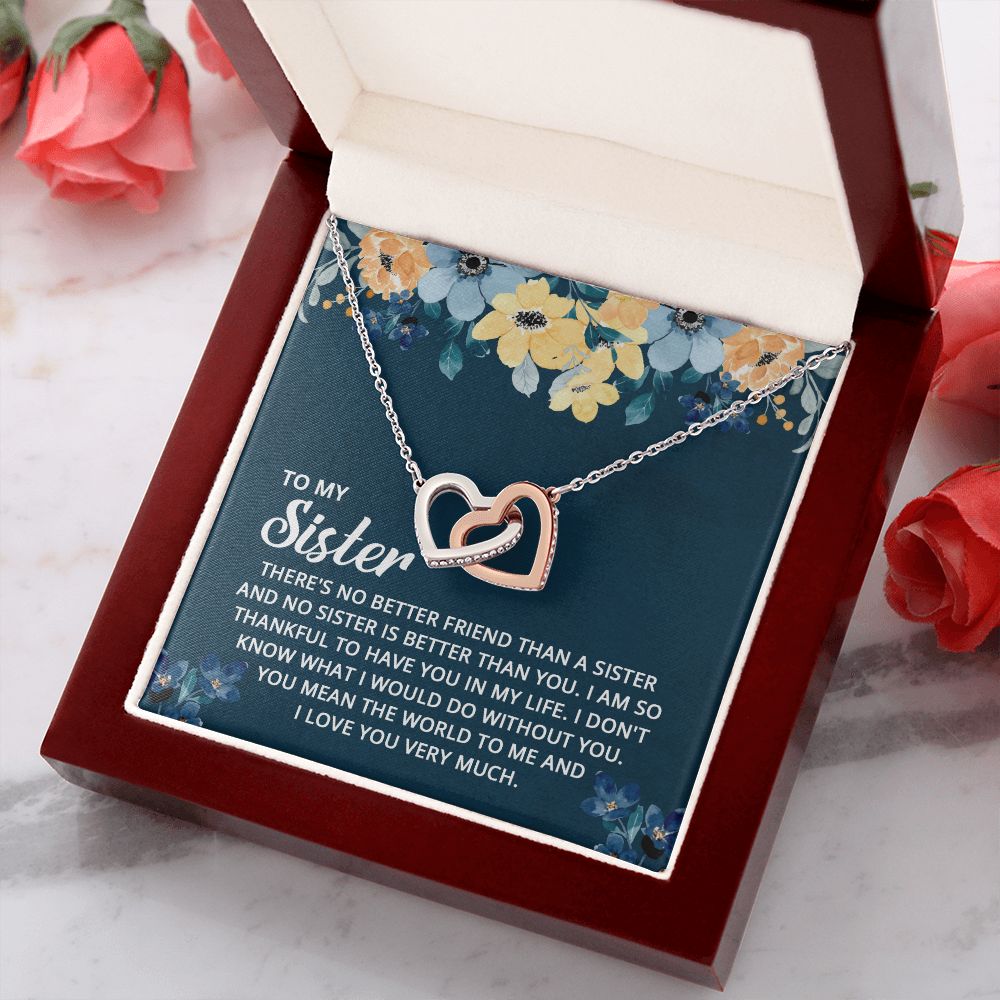 To My Sister - I don't know what I would do without you Interlocking Hearts Necklace