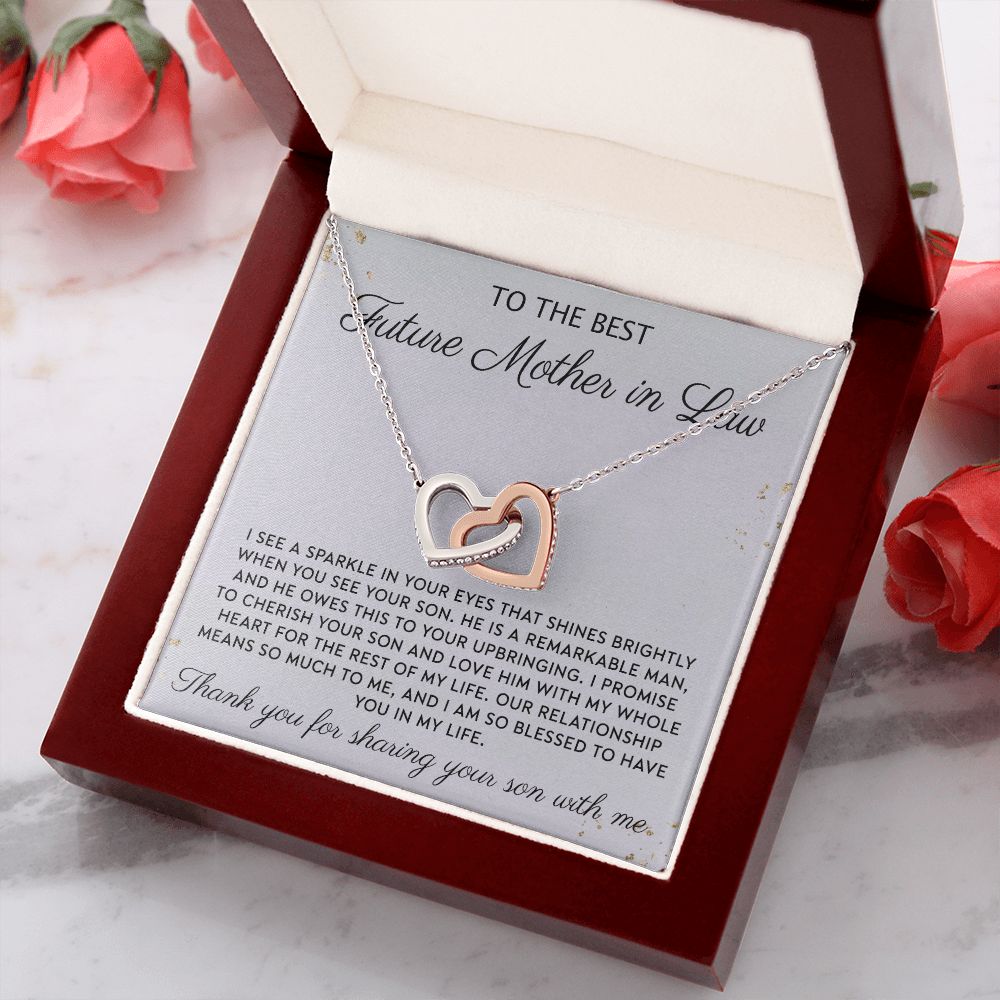 Gift to MIL Mother of the Groom Gift From Bride Wedding Gift Pendants from Bride Gifts for Mom Mother of the Bride Necklace Unique Groom Mom Interlocking Hearts Necklace