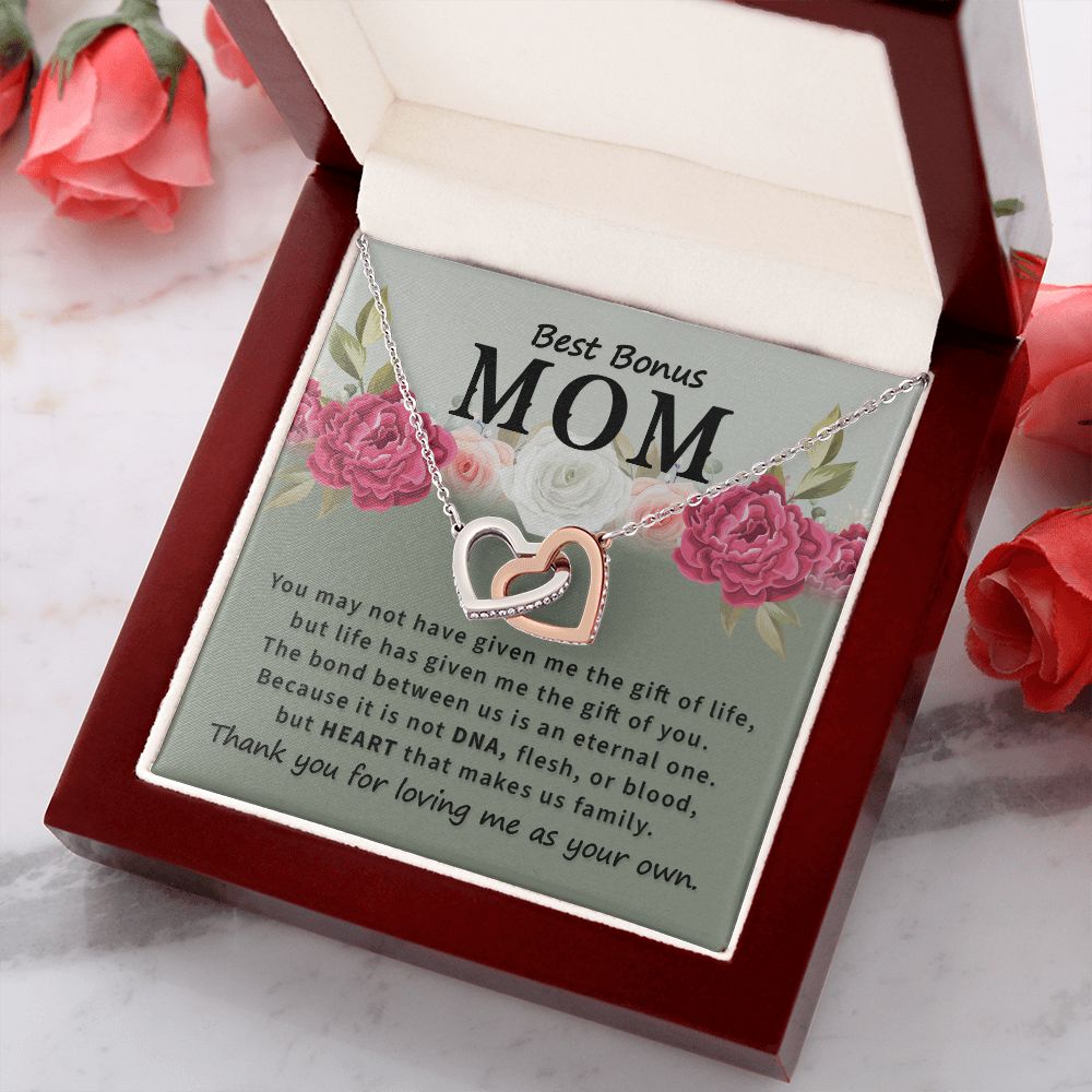 Mother Daughter Necklace as Daughter Gift from Mom, Mom Necklace as Christmas Gift for Mom from Son, Birthday Gift for Mother in Law Necklace, Bonus Mom Gifts for Step Mom Necklace2 Interlocking Hearts Necklace