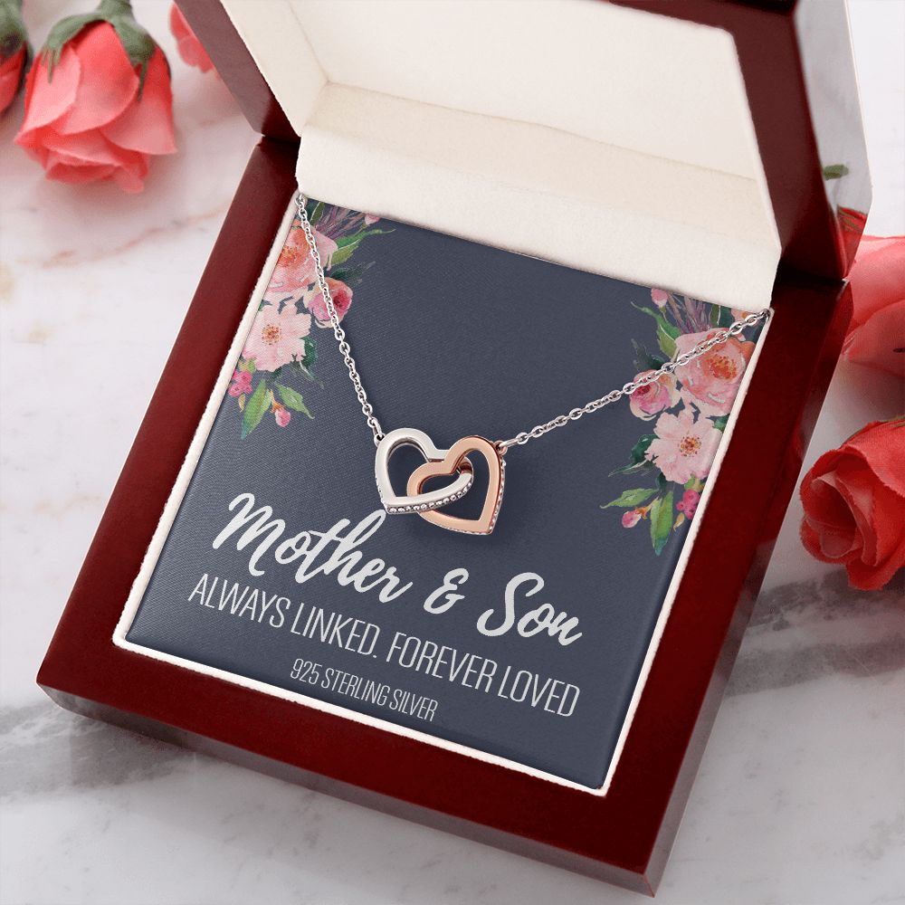 Gift For Mom From Son, Mother Son Gifts, Happy Mother's Day Necklace, Mom Gift Interlocking Hearts Necklace