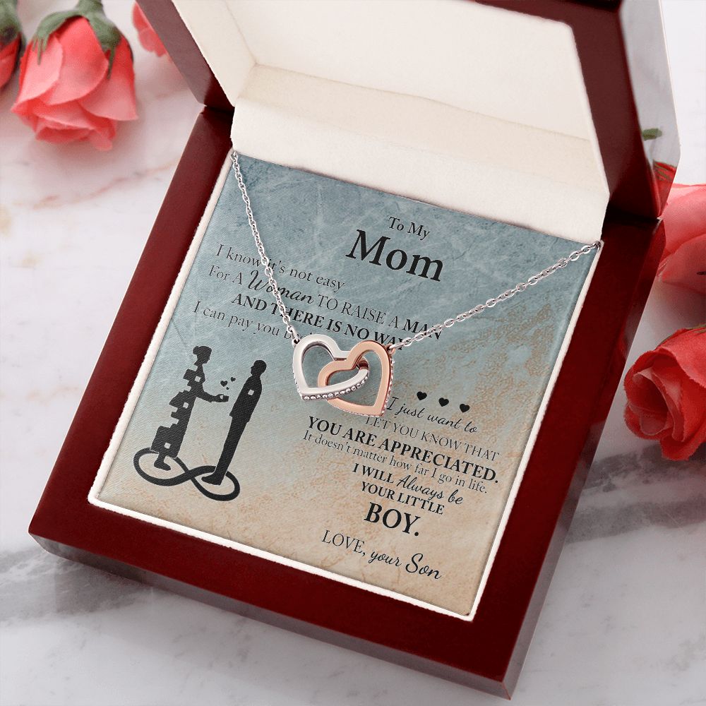 Mom Gift From Son To Mother Necklace Thoughtful Birthday Gift Sentimental Interlocking Hearts Necklace