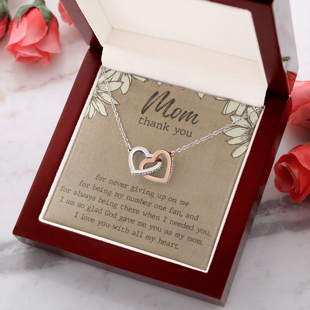 Thank You Gift For Mom, Gifts For Mother, Gifts For Mom From Daughter, Affordable Gifts For Mom, Birthday Gift Ideas For Mom From Daughter Interlocking Hearts Necklace