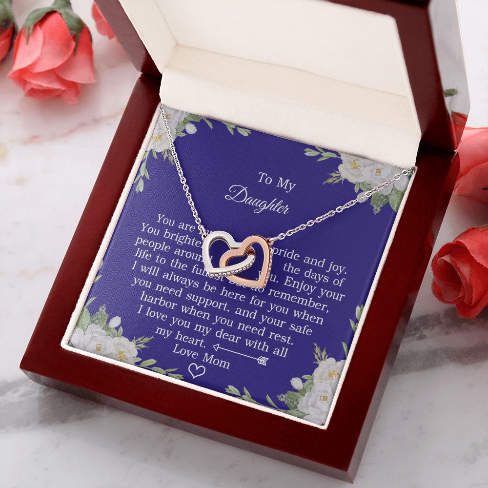 Mother Daughter Gift Ideas, To My Daughter Gift Necklace from Mom, Jewelry Pendant Present for Daughter, Birthday Christmas Gift Graduation Gifts for Daughters, Mother and Daughter Necklace 2137 Interlocking Hearts Necklace