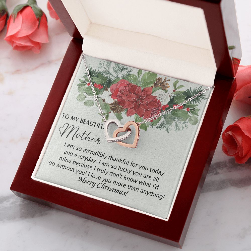 To My Mother Necklace from Daughter Pendant for Mom Christmas Pendant Inspirational Gift from Son to Mom Personalized Necklace Gift for Mother Fiance Christmas Present from Child 301 Interlocking Hearts Necklace