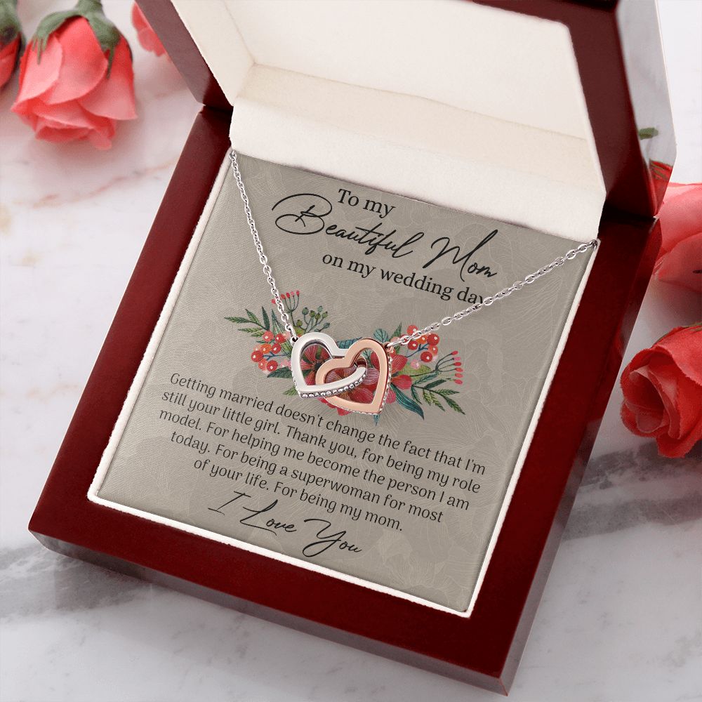 Mom Wedding Gift from Bride, Gift for Mom on Wedding Day, Mother of the Bride Necklace, Wedding Gift for Mom, Bride to Mom Gift Interlocking Hearts Necklace