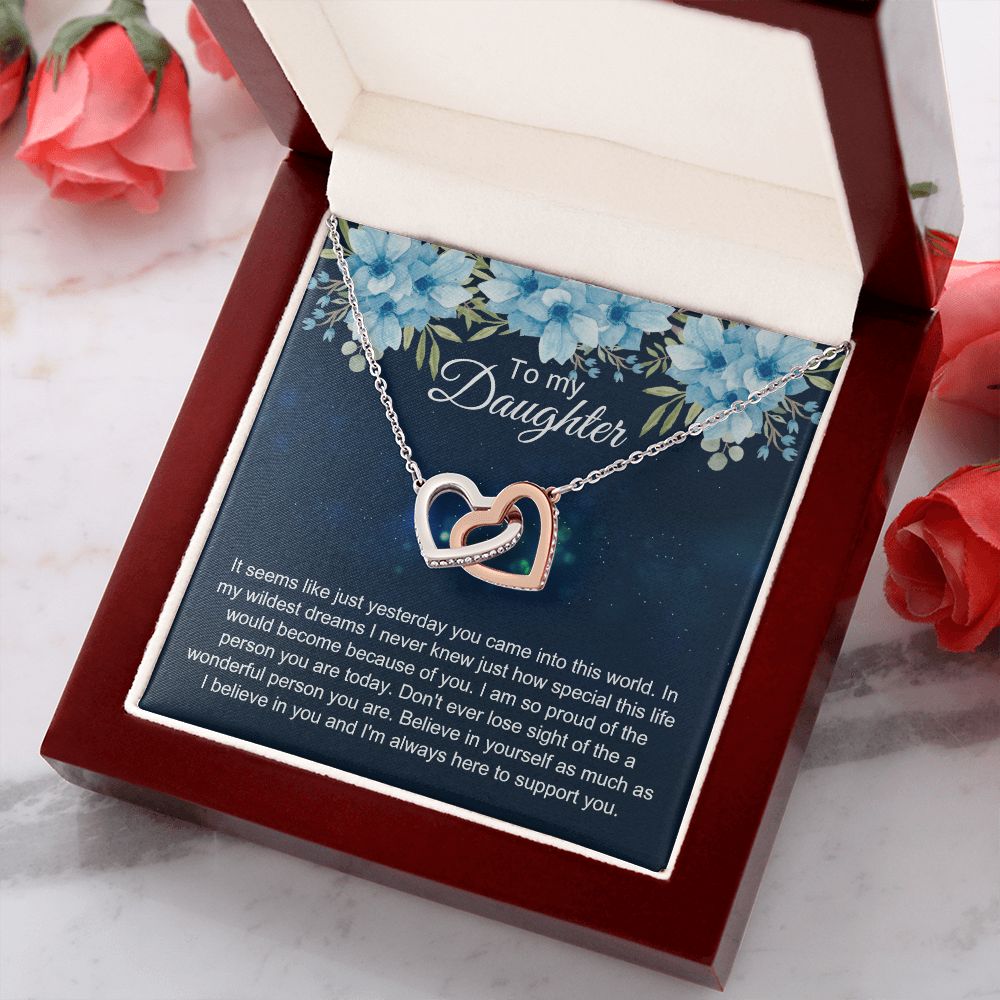 To My Daughter Gift Necklace from Mom, Mother and Daughter Necklace for Girls, Mother Daughter Gift Ideas, Jewelry Pendant Interlocking Hearts Necklace