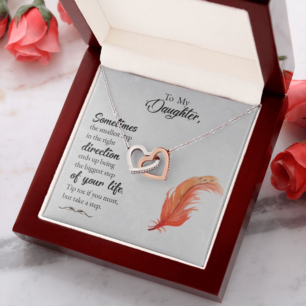 To My Daughter Necklace Pendant Gift From Mom Necklace Tip Toe If You Must With Message Card Gift Box Gift For To Daughter, Daughter In Law On Birthday Anniversary Interlocking Hearts Necklace
