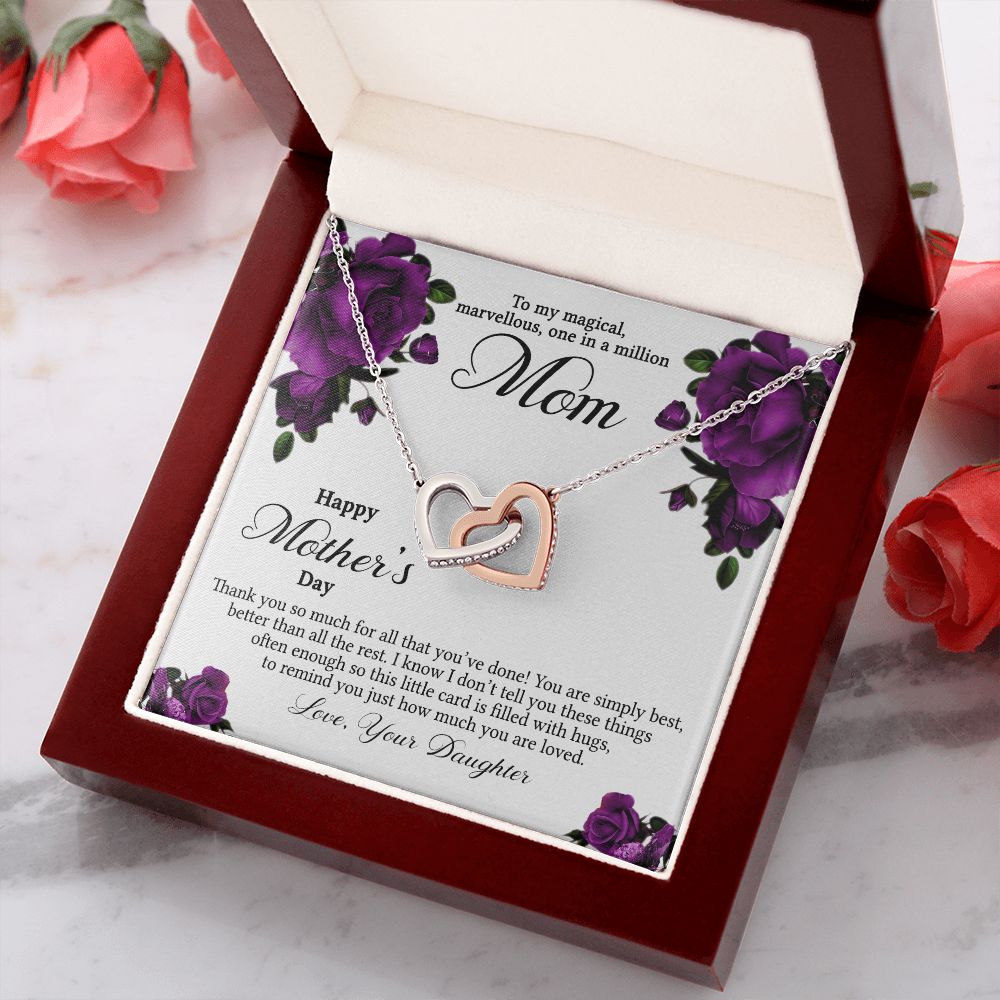 Mom Necklace Gifts for Mom from Daughter to Mom Gifts for Mothers Day from Daughter, To My Mom Necklace from Daughter to Mom Birthday Gifts Necklace with Message Card and Gift Box3 Interlocking Hearts Necklace