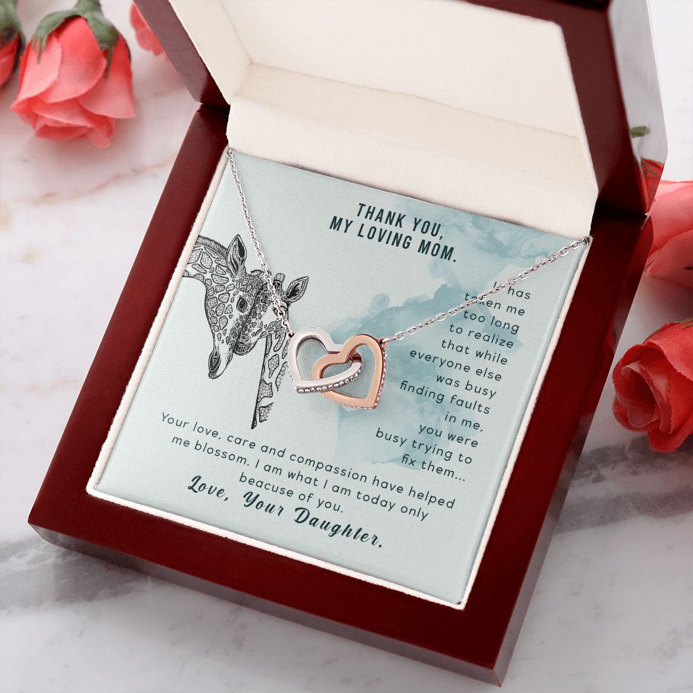 To My Thank You My Loving Mom Giraffe Necklace Pendant Gift From Mom Necklace Gift For To Daughter Birthday Daughter In Law Gift On Birthday Anniversary Gift 30821 Interlocking Hearts Necklace