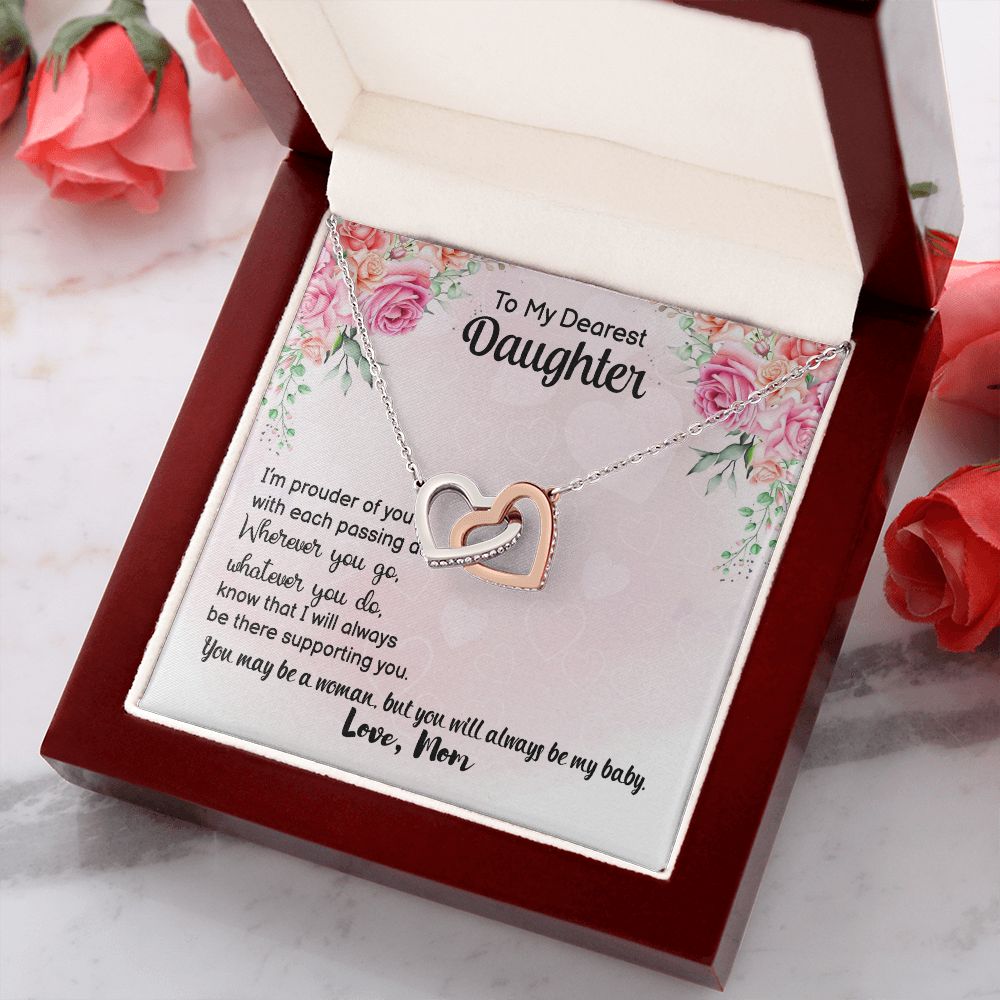 To My Daughter Necklace Gift from Mom, Mother and Daughter Jewelry Necklace for Girls, Mother Daughter Gift Ideas, Jewelry Pendant Necklace Interlocking Hearts Necklace