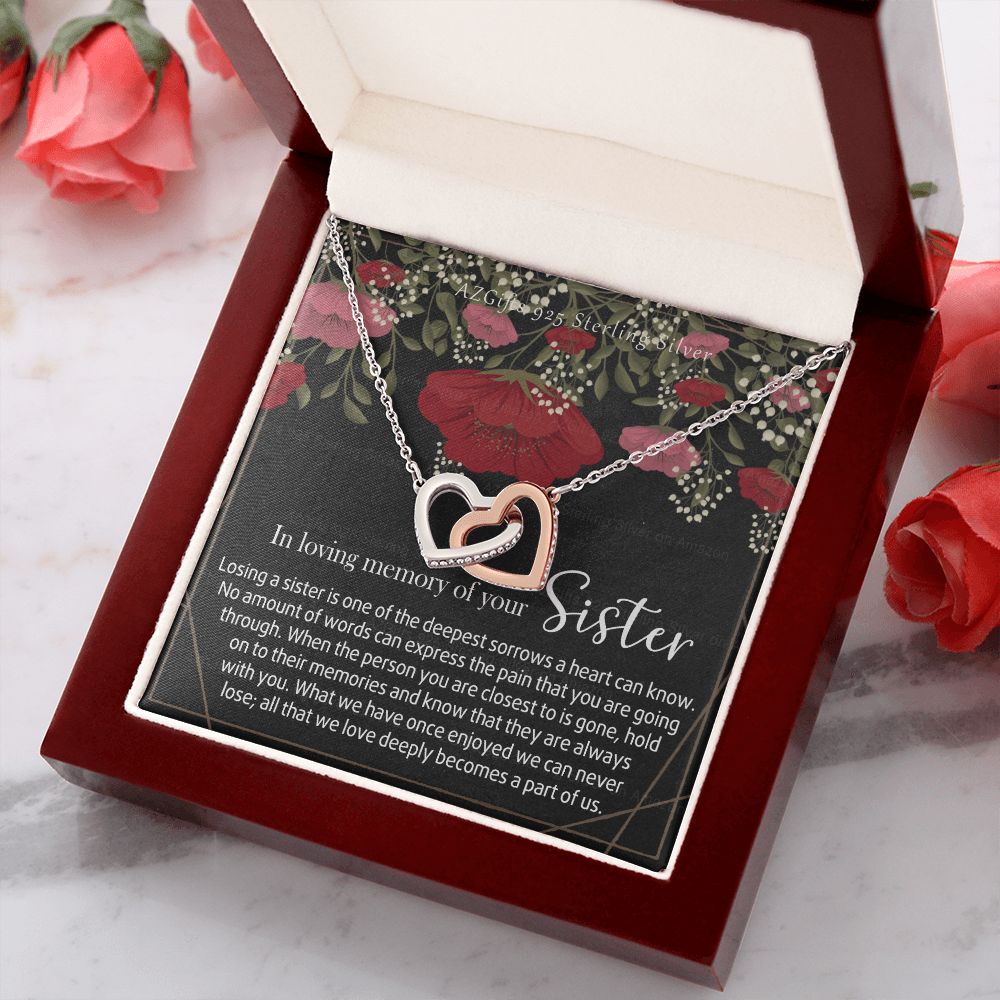 In Loving Memory of Your Sister Necklace Grief Gifts for Grieving Gift for Memorial Pendant Necklace Gifts for Remembrance Gifts for Bereavement Gifts Sorry for Your Loss 301 Interlocking Hearts Necklace