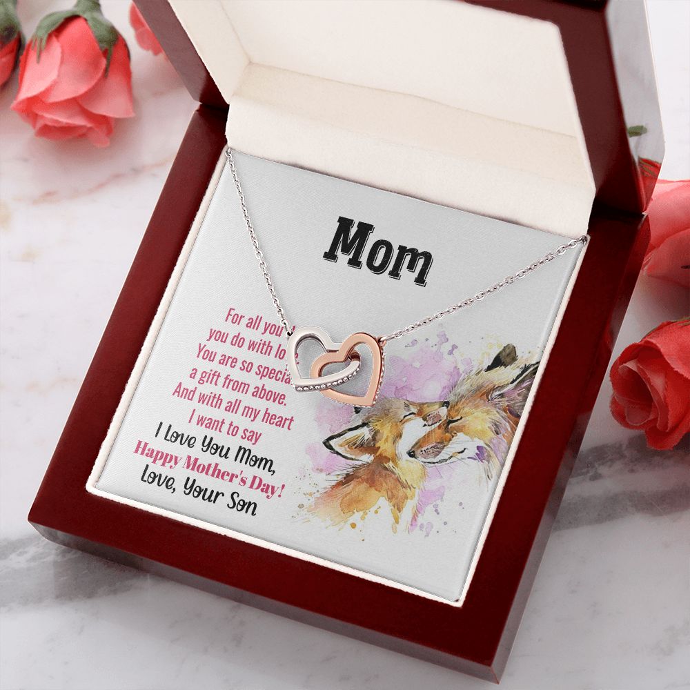 Mom Necklace Gifts for Mom from Daughter to Mom Gifts for Mothers Day from Daughter, To My Mom Necklace from Daughter to Mom Birthday Gifts Necklace with Message Card and Gift Box2241 Interlocking Hearts Necklace