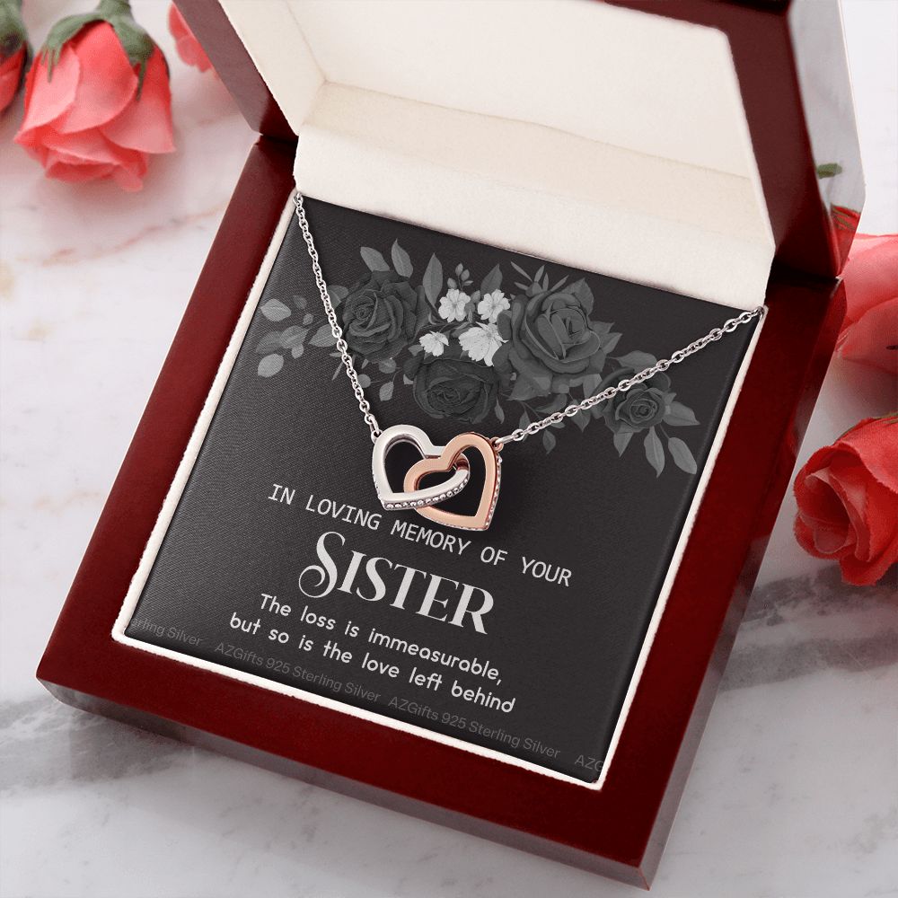 In Memory Of Your Sister, Sympathy Gift Loss Of Sister, Sympathy Gift Box, Loss Of Sister Necklace, Loss Of Sister, Loss Of A Sister Interlocking Hearts Necklace
