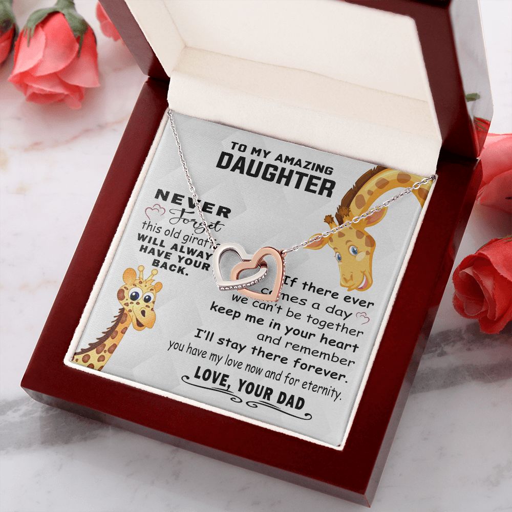 Jewelry Pendant Present for Daughter, To My Daughter Gift Necklace from Mom, Mother Daughter Gift Ideas, Birthday Christmas Gift Graduation Gifts for Daughters, Mother and Daughter Necklace 18 Interlocking Hearts Necklace