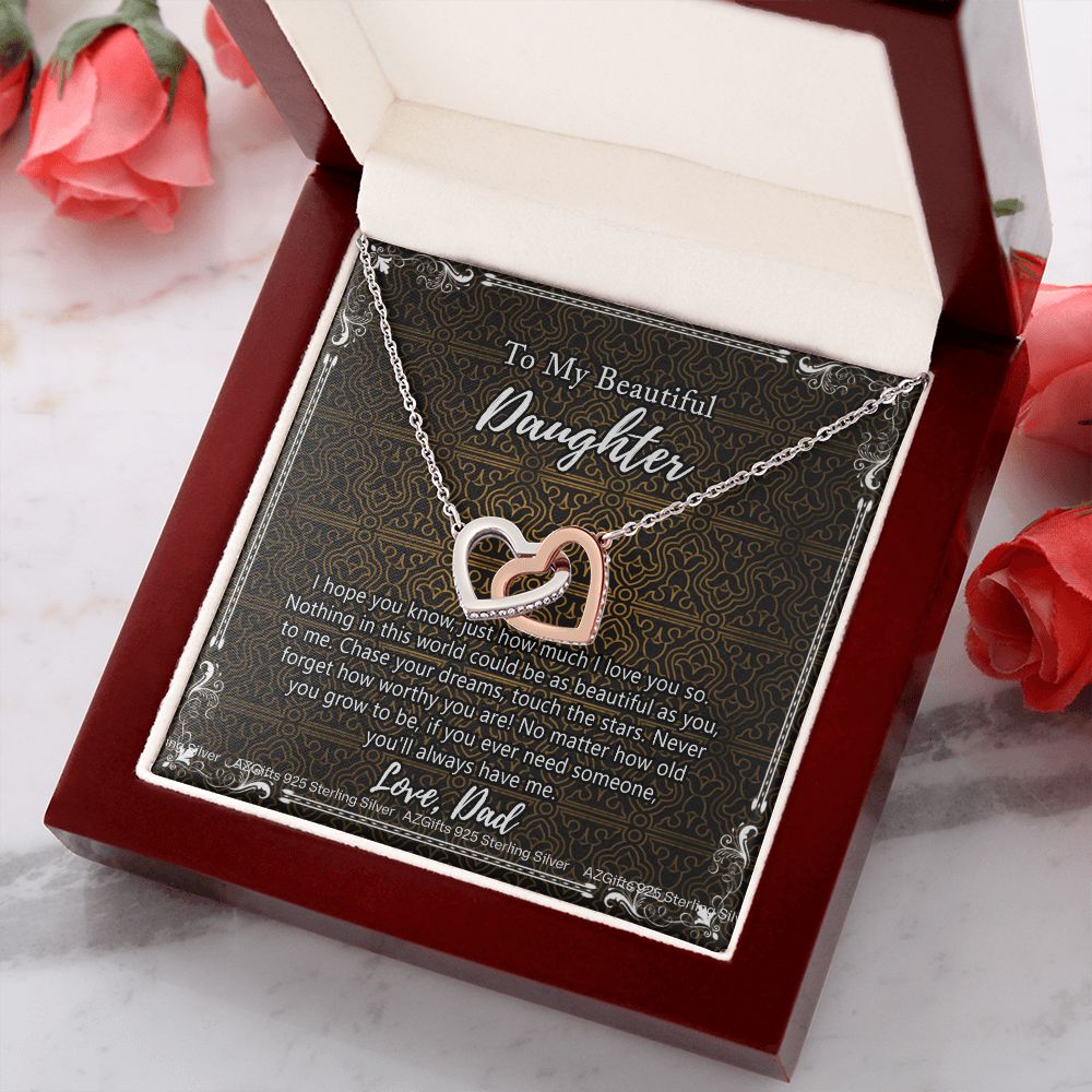 Daughter Gift From Dad Father To My Daughter Necklace for Daughter Jewelry Necklace Meaningful Jewelry Personalized Jewelry Gifts For Women Girls Her Interlocking Hearts Necklace
