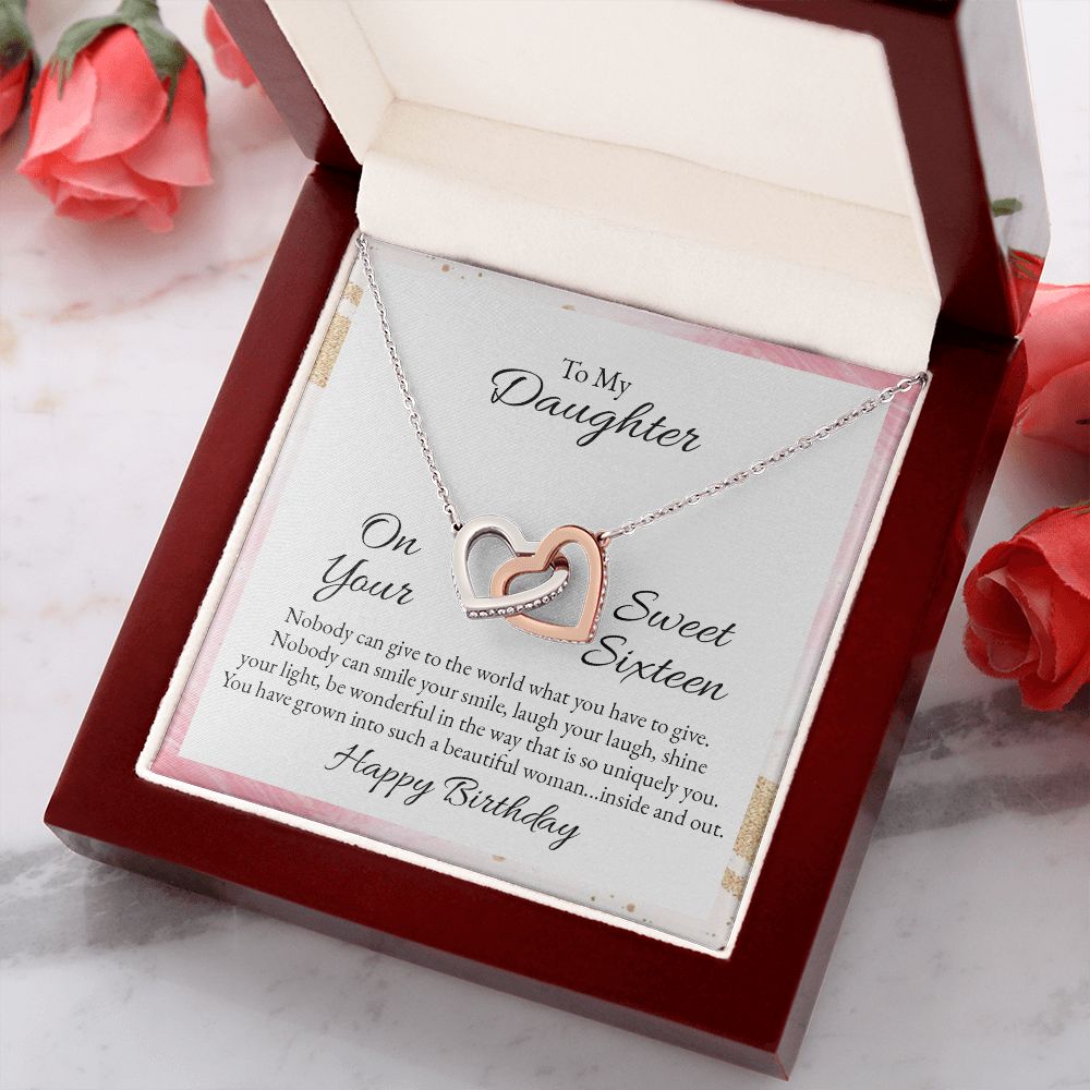 Mother and Daughter Necklace for Girls, To My Daughter Gift Necklace from Mom, Birthday Christmas Gift Graduation Gifts for Daughters, Jewelry Pendant Present for Daughter, Mother Daughter Gift 43 Interlocking Hearts Necklace