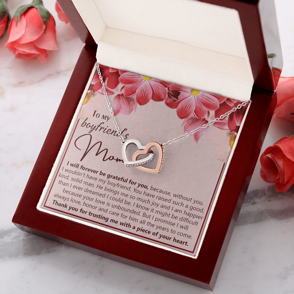 To My Boyfriend's Mom Necklace Jewelry Gift, Mother's Day Gift, Birthday Gift For Boyfriend's Mom, Boyfriend's Mom Meaningful Gift Interlocking Hearts Necklace