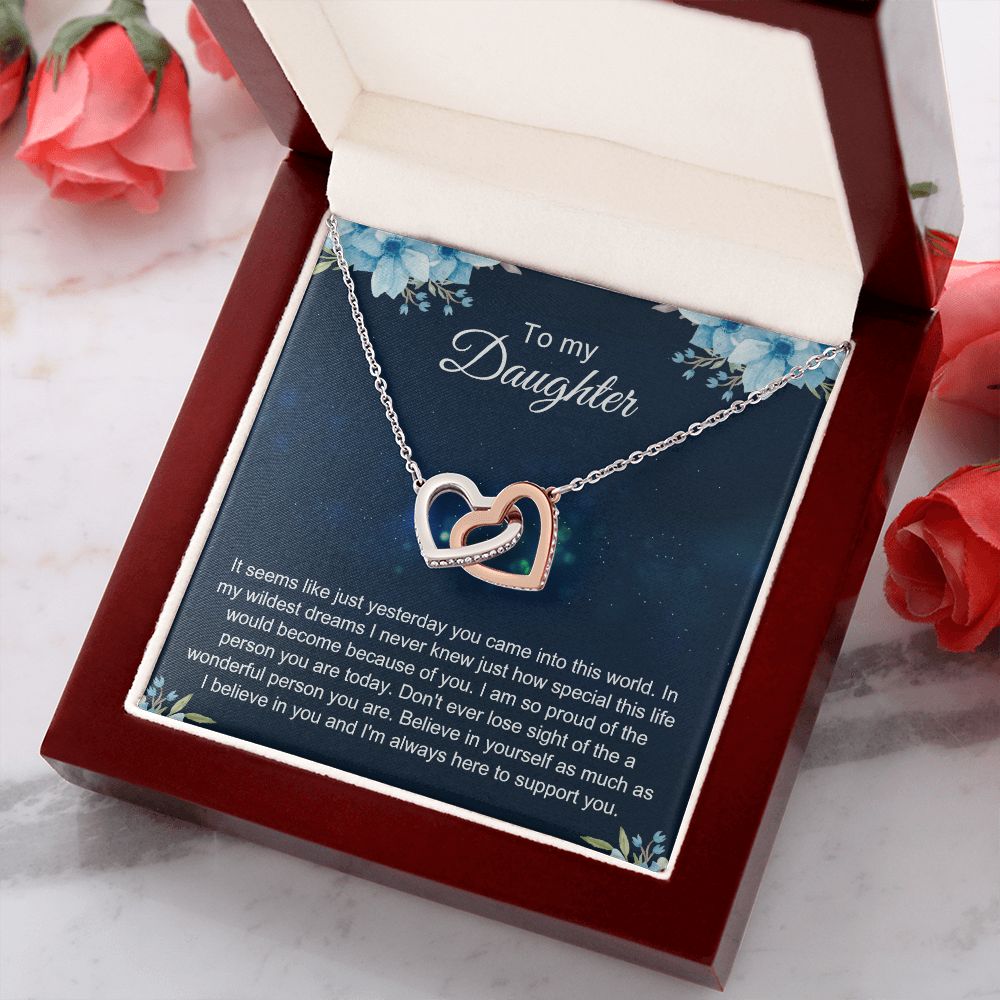 To My Daughter Gift Necklace from Mom, Mother and Daughter Necklace for Girls, Mother Daughter Gift Ideas, Jewelry Pendant Interlocking Hearts Necklace