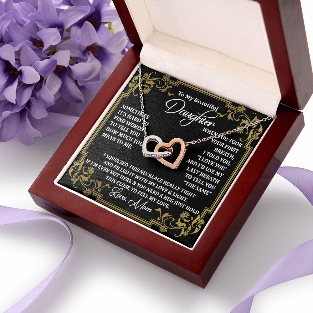 Mother Daughter Gift Ideas, To My Daughter Gift Necklace from Mom, Jewelry Pendant Present for Daughter, Birthday Christmas Gift Graduation Gifts for Daughters, Mother and Daughter Necklace 2134 Interlocking Hearts Necklace