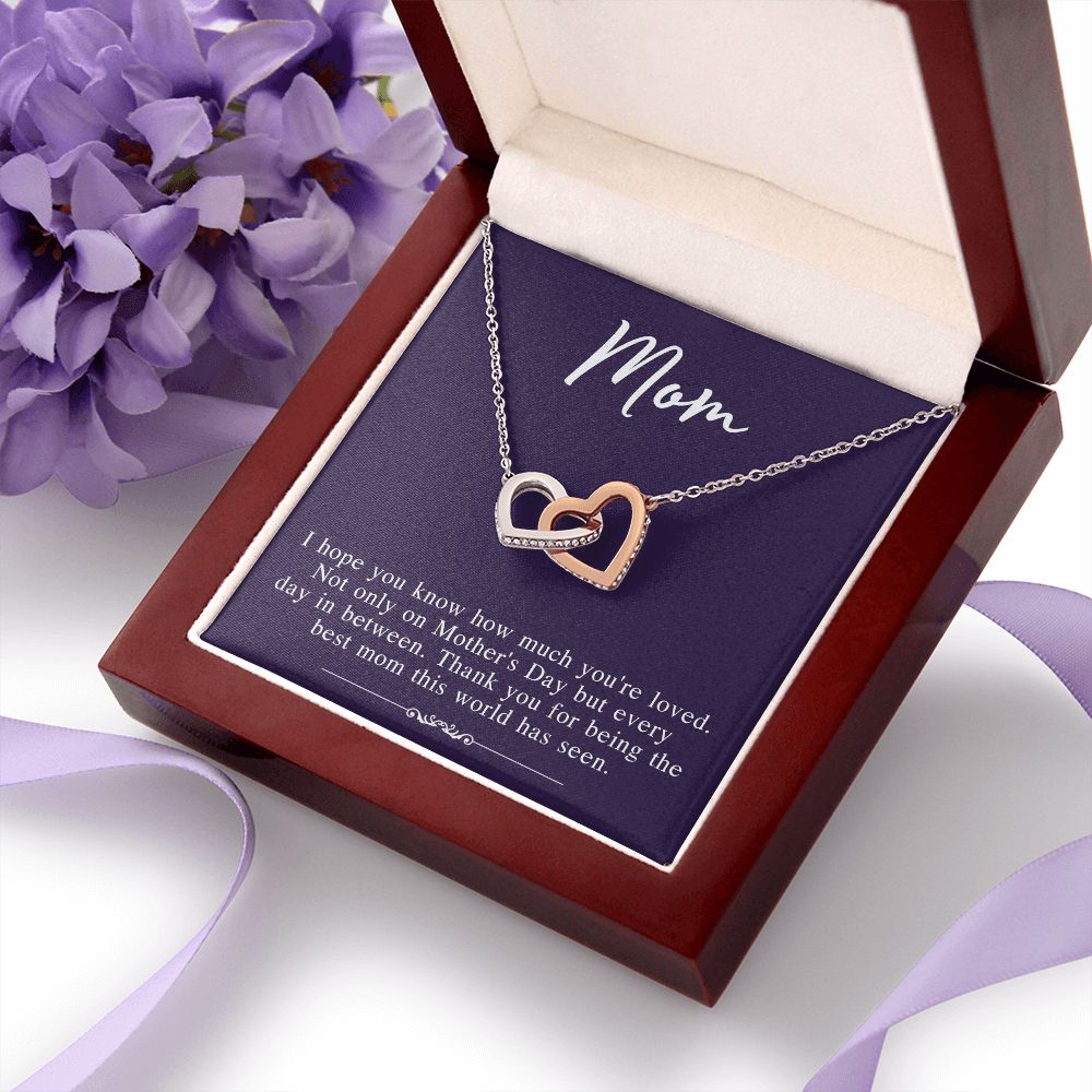 Mom Necklace Gifts for Mom from Daughter to Mom Gifts for Mothers Day from Daughter, To My Mom Necklace from Daughter to Mom Birthday Gifts Necklace with Message Card and Gift Box2239 Interlocking Hearts Necklace