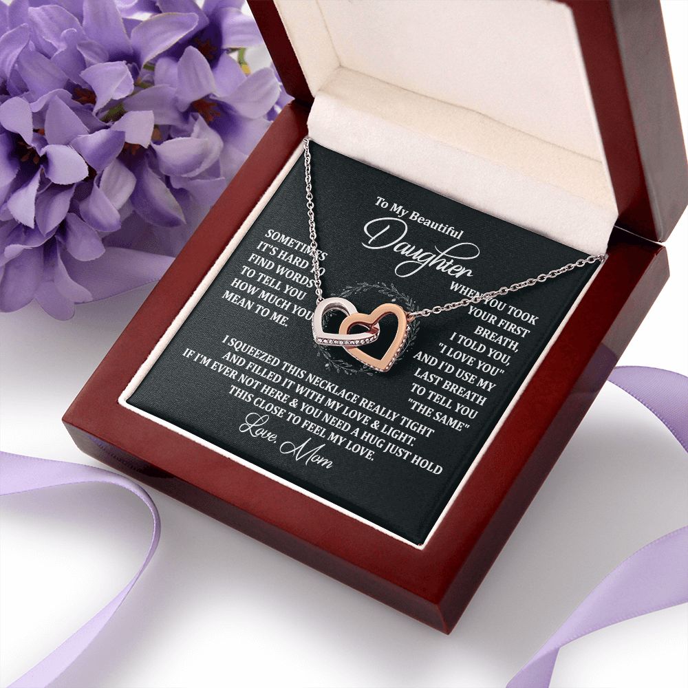 Mother Daughter Gift Ideas, To My Daughter Gift Necklace from Mom, Jewelry Pendant Present for Daughter, Birthday Christmas Gift Graduation Gifts for Daughters, Mother and Daughter Necklace 2135 Interlocking Hearts Necklace