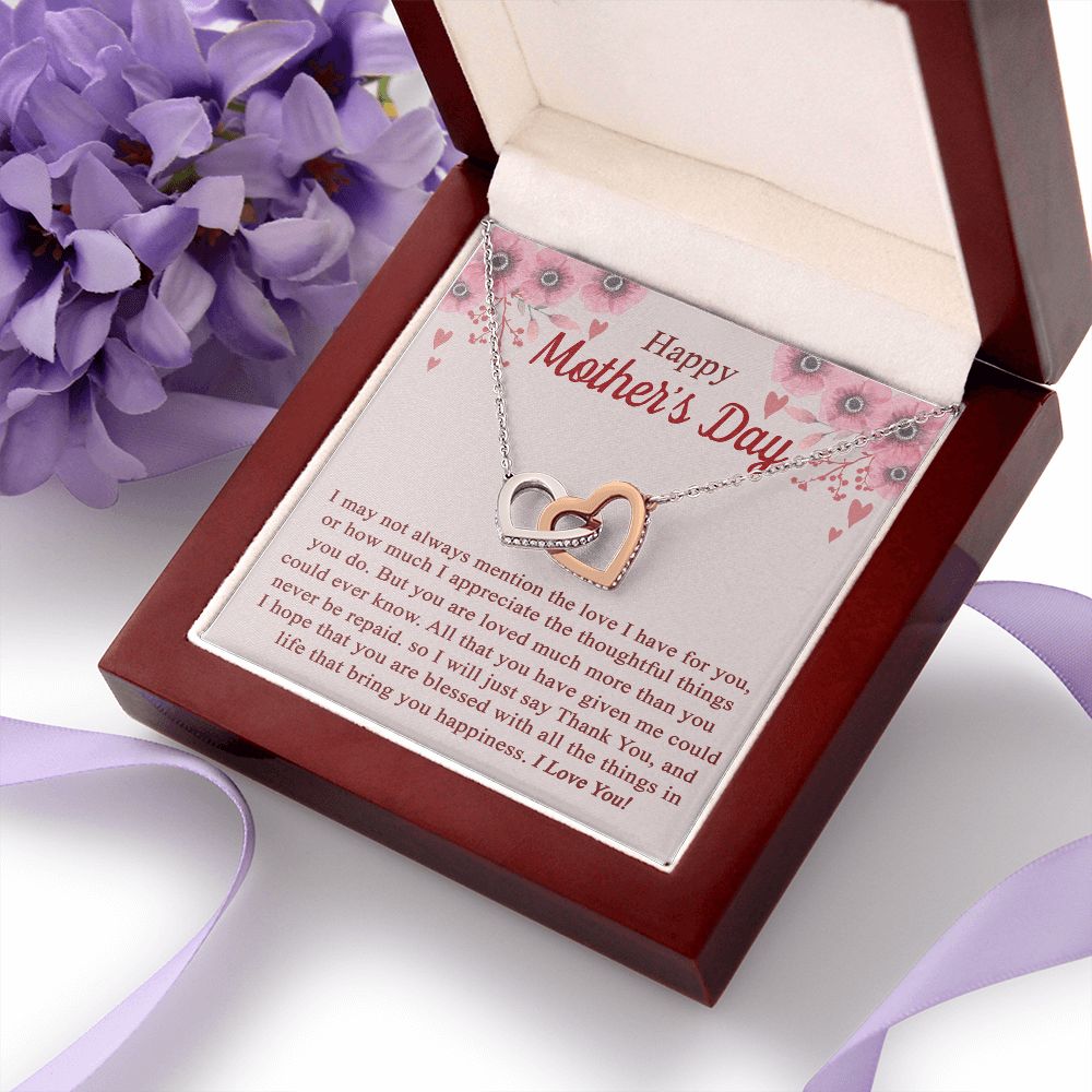 vTo My Mom Angel Mother Necklace Pendant Gift From Daughter Or Son With Message Card Gift For Mom Interlocking Hearts Necklace