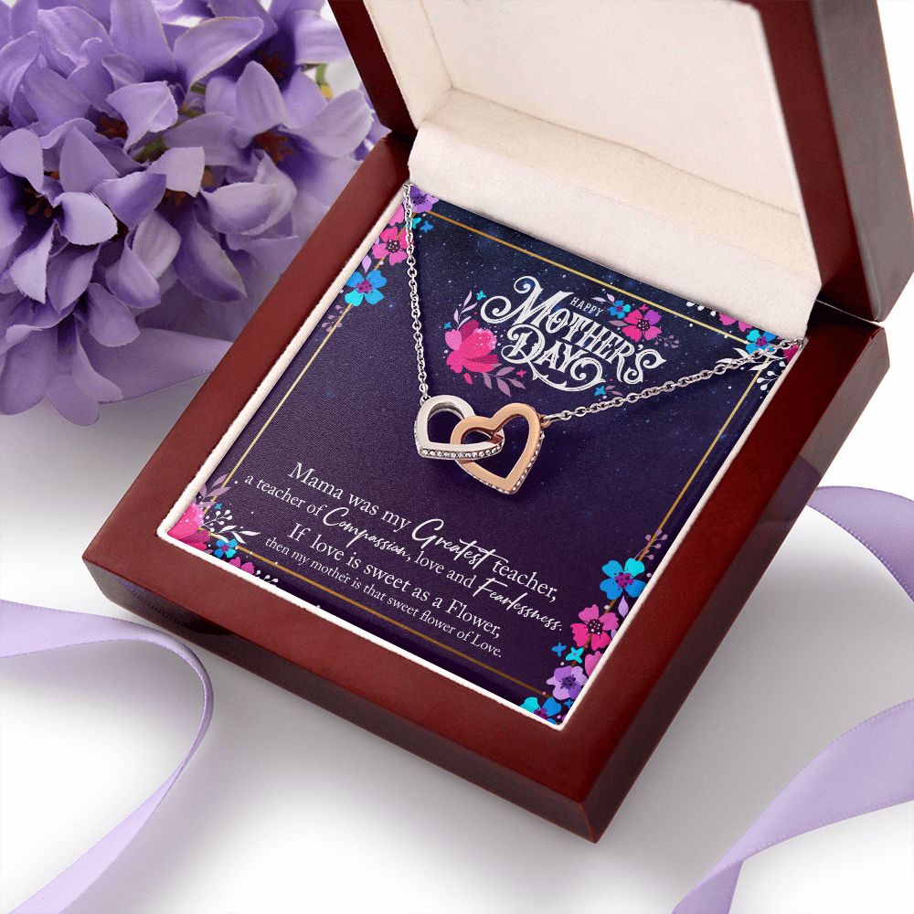 To My Mom Mother Necklace Pendant Gìt From Daughter Or Son Happy Mothers Day Mama Was My Greatest Teacher With Message Card Gift For Mom Interlocking Hearts Necklace