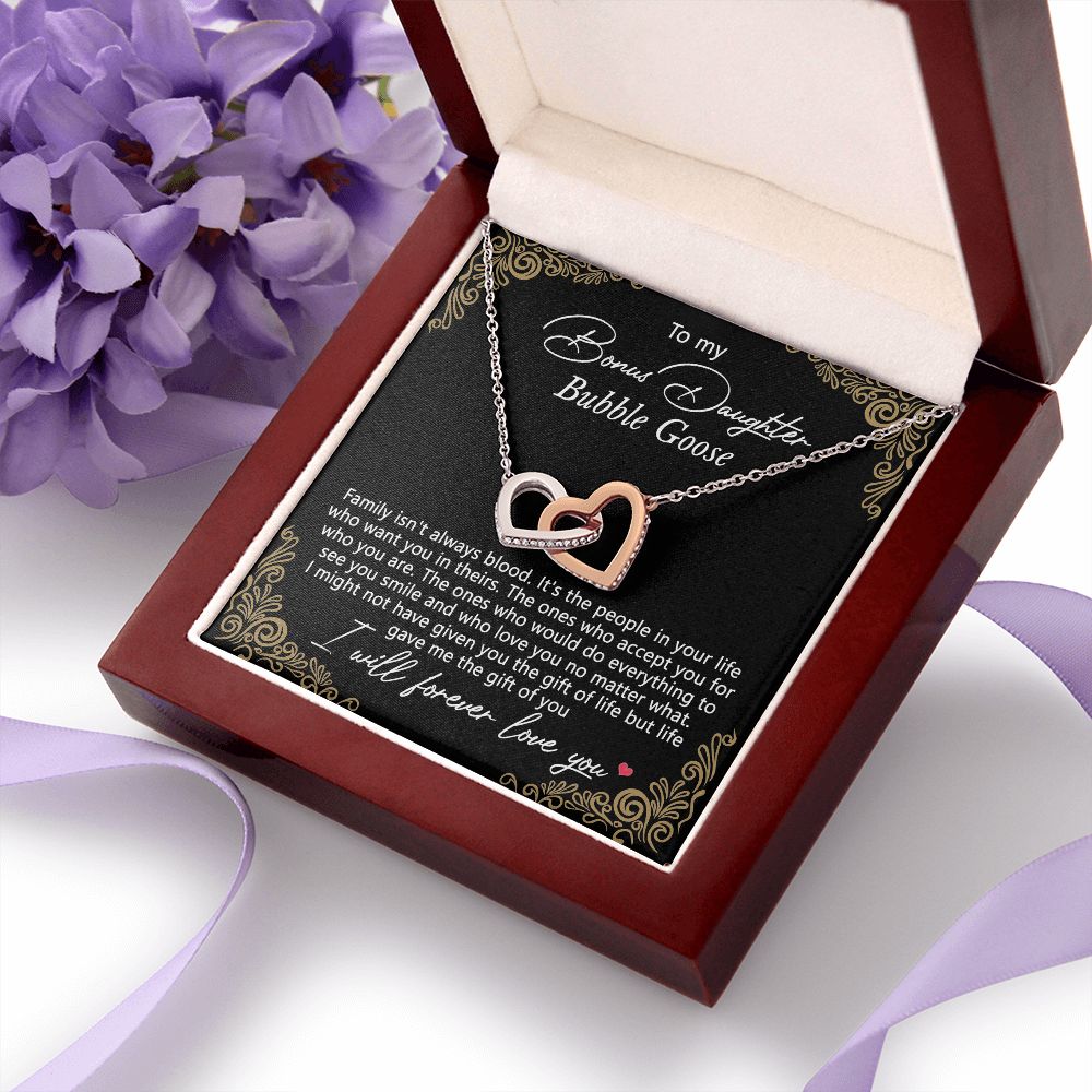 Bonus Daughter Gifts From Stepdad, Step Daughter Gifts From Stepmom, Stepdaughter Gifts From Stepdad, Father Stepdaughter Necklace, To My Bonus Daughter Necklaces, Christmas Gifts For Bonus9 Interlocking Hearts Necklace