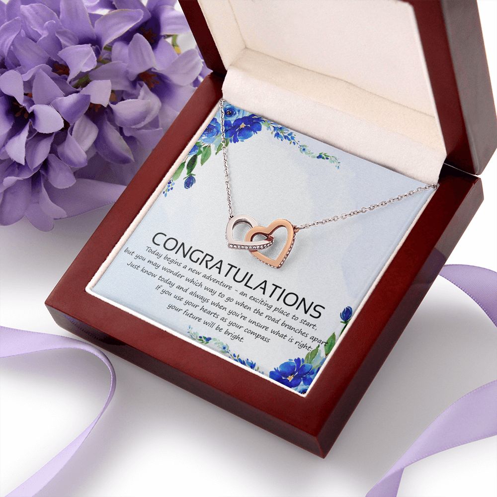 Graduation Compass Necklace - Perfect gift to say congratulations to high school Congrats Graduation Pendants Gift For Daughter, Granddaughter, Niece, Sister Interlocking Hearts Necklace