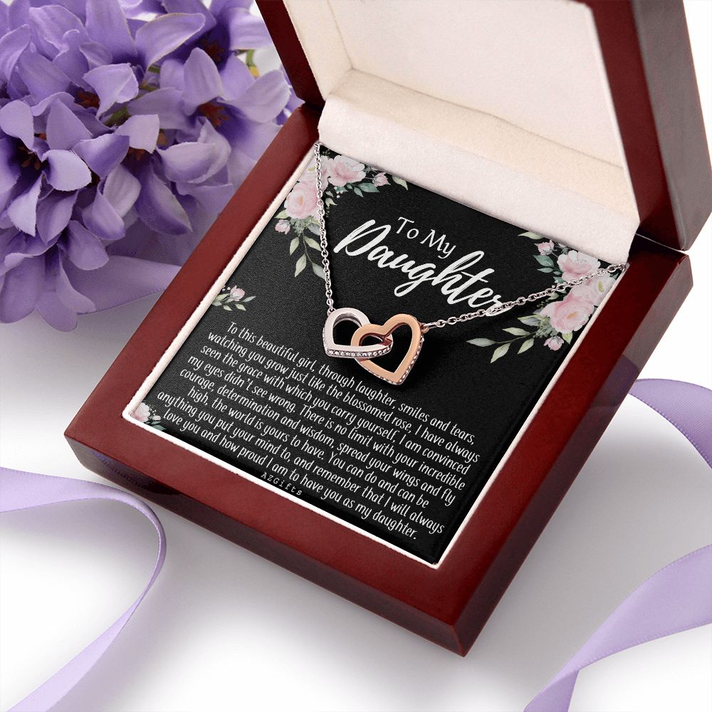 To My Daughter Gift Necklace from Mom, Mother and Daughter Necklace for Girls, Mother Daughter Gift Ideas, Jewelry Pendant For Her Interlocking Hearts Necklace