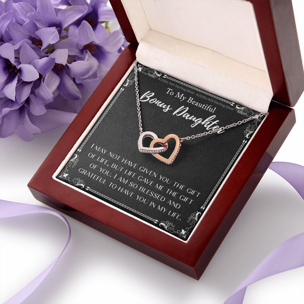 Personalized Gift - To My Bonus Daughter - Interlocking Hearts Necklace, Step daughter, Adopted daughter, daughter in law gift, future daughter Interlocking Hearts Necklace