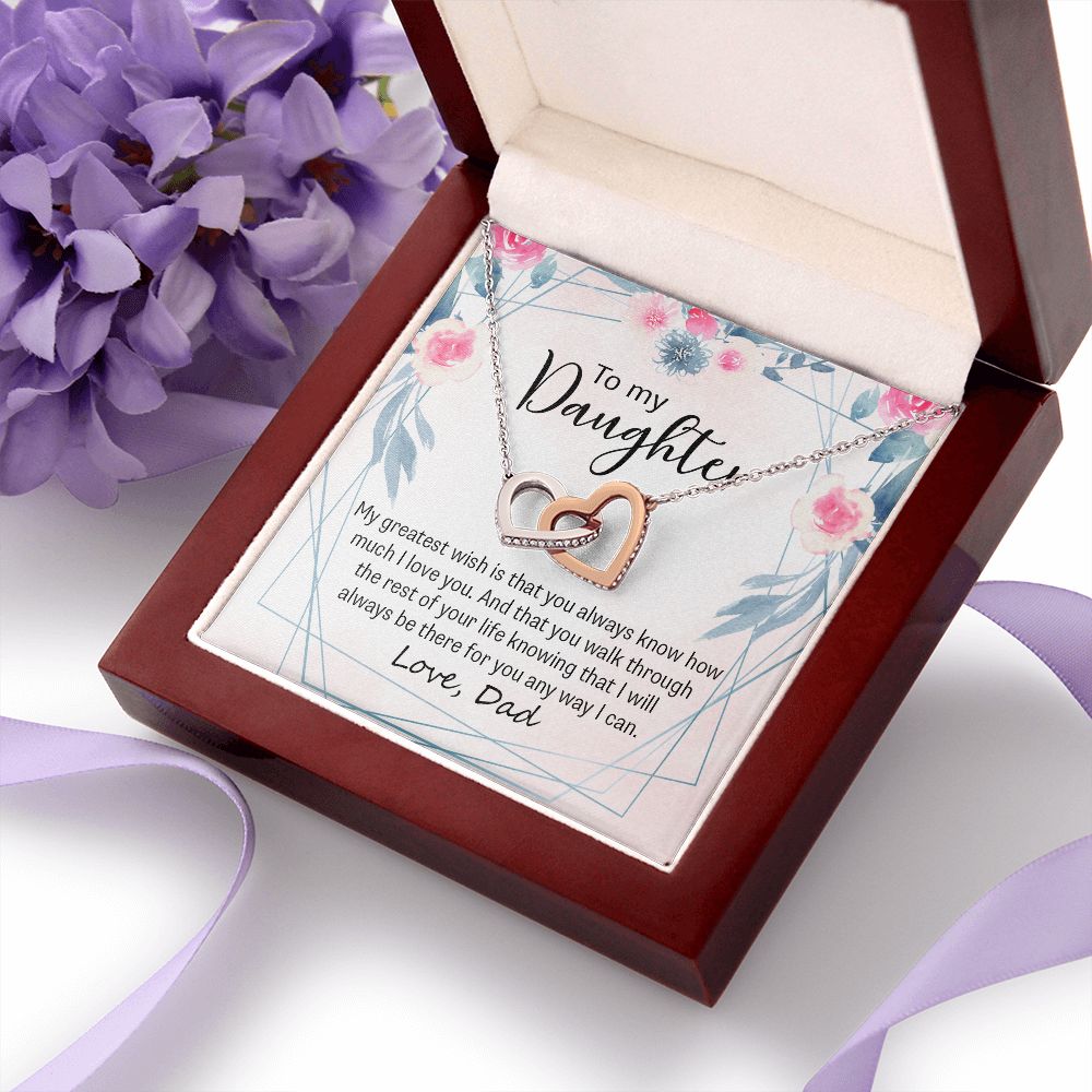 To My Daughter Gift Necklace from Mom, Mother and Daughter Necklace for Girls, Mother Daughter Gift Ideas, Jewelry Pendant Interlocking Hearts Necklace