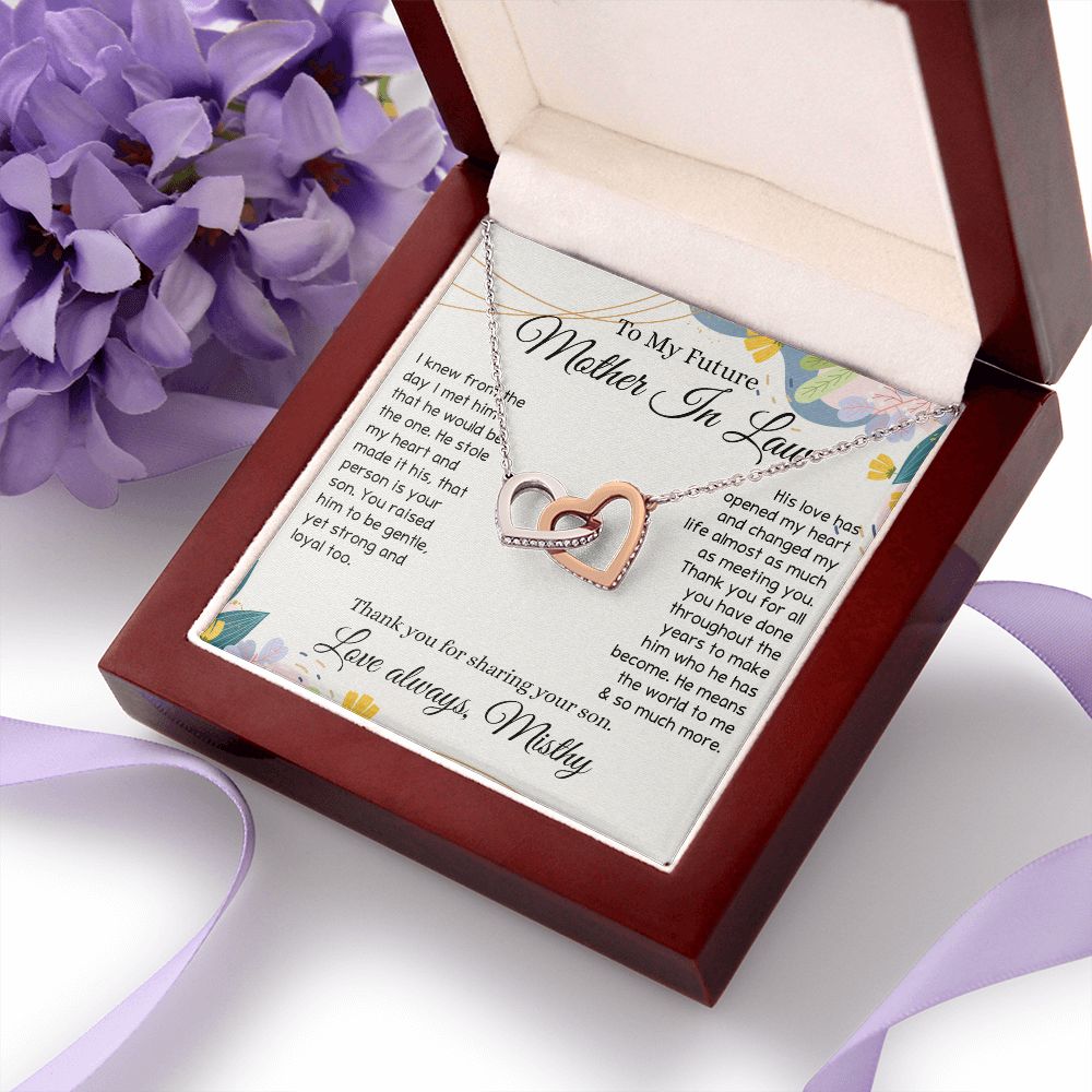 To My Future Mother In Law Necklace, Thoughtful Gift For Future Mother In Law, Wedding Gifts Mother In Law, Personalized Gift for Mother-In-Law, Wedding Gift Bride Groom To MIL Interlocking Hearts Necklace