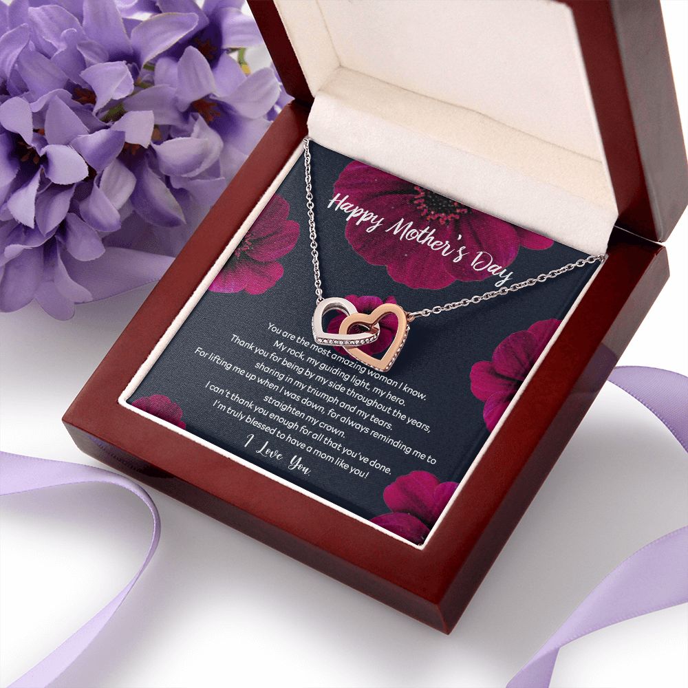 Mom Necklace Gifts for Mom from Daughter to Mom Gifts for Mothers Day from Daughter, To My Mom Necklace from Daughter to Mom Birthday Gifts Necklace with Message Card and Gift Box2235 Interlocking Hearts Necklace