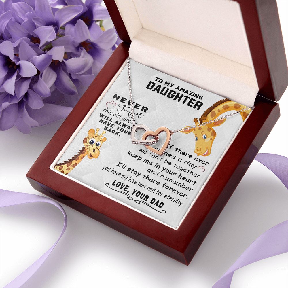 Jewelry Pendant Present for Daughter, To My Daughter Gift Necklace from Mom, Mother Daughter Gift Ideas, Birthday Christmas Gift Graduation Gifts for Daughters, Mother and Daughter Necklace 18 Interlocking Hearts Necklace