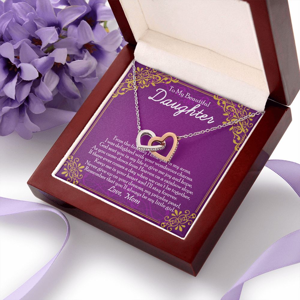 To My Daughter Necklace Gift from Mom, Mother and Daughter Jewelry Necklace for Girls, Mother Daughter Gift Ideas, Jewelry Pendant Necklace Interlocking Hearts Necklace