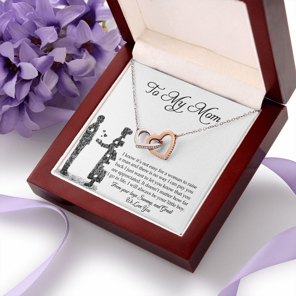 Mom Necklace Gifts for Mom from Daughter to Mom Gifts for Mothers Day from Daughter, To My Mom Necklace from Daughter to Mom Birthday Gifts Necklace with Message Card and Gift Box2 Interlocking Hearts Necklace