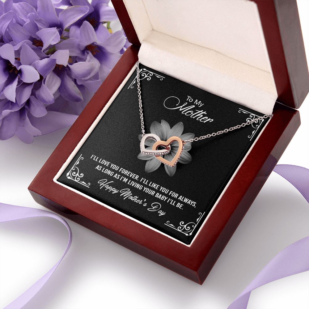 Mom Necklace Gifts for Mom from Daughter to Mom Gifts for Mothers Day from Daughter, To My Mom Necklace from Daughter to Mom Birthday Gifts Necklace with Message Card and Gift Box2247 Interlocking Hearts Necklace