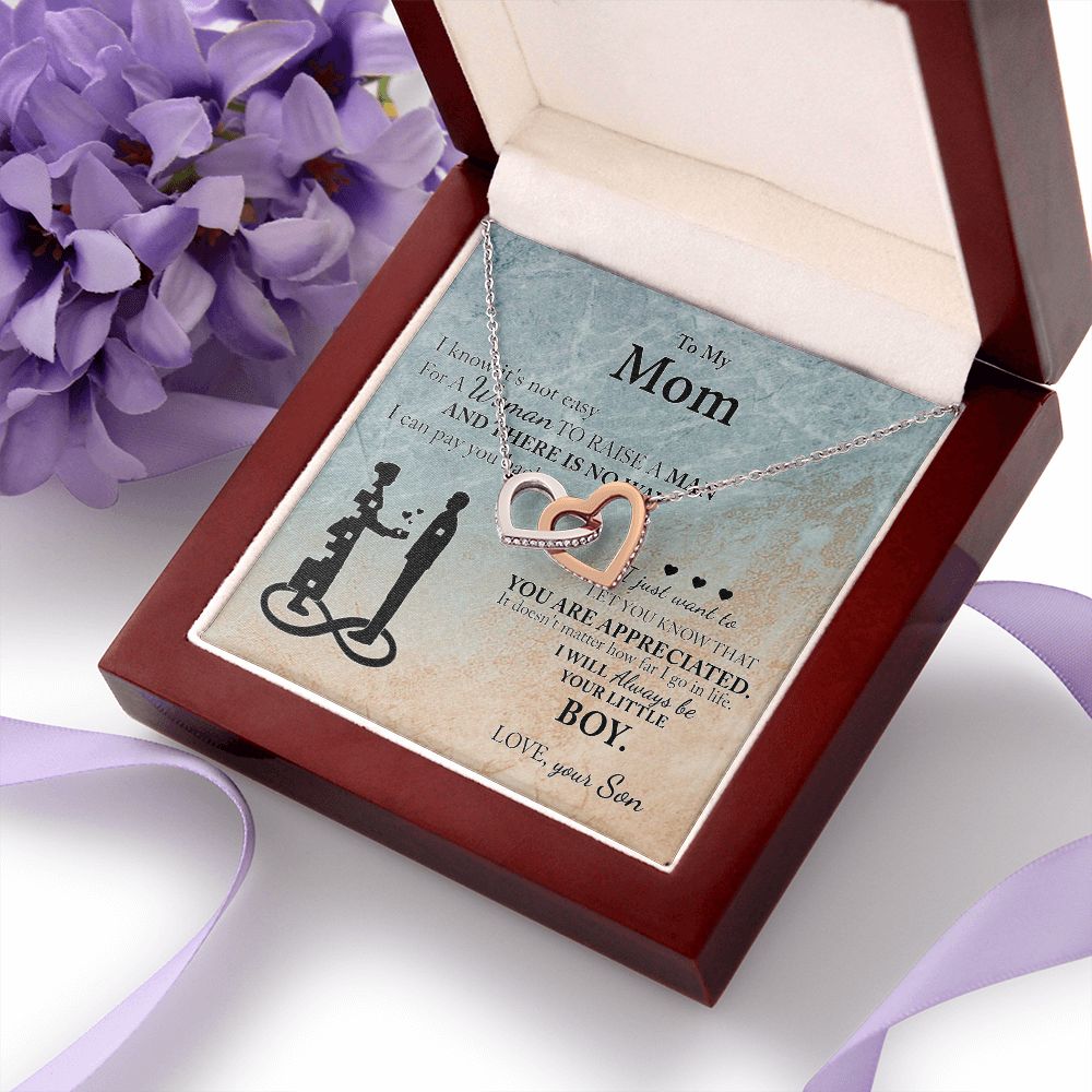 Mom Gift From Son To Mother Necklace Thoughtful Birthday Gift Sentimental Interlocking Hearts Necklace
