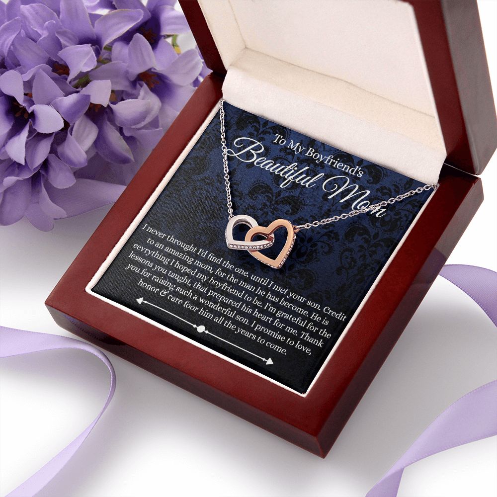 To My Boyfriend's Mom Mother's Day Necklace, Mother-in-law Necklace, Necklace Gift For Boyfriend’s Mom, To My Boyfriends Mom Gift, Future Mother-in-law Necklace for Boyfriend's Mom Interlocking Hearts Necklace