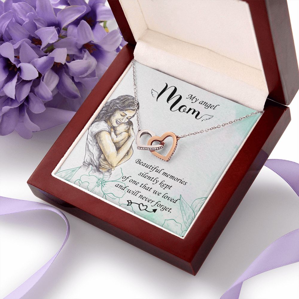 To My Mom Mother My Angel Necklace Pendant Gift From Daughter Beautiful Memories With Message Card Gift For Mom Interlocking Hearts Necklace