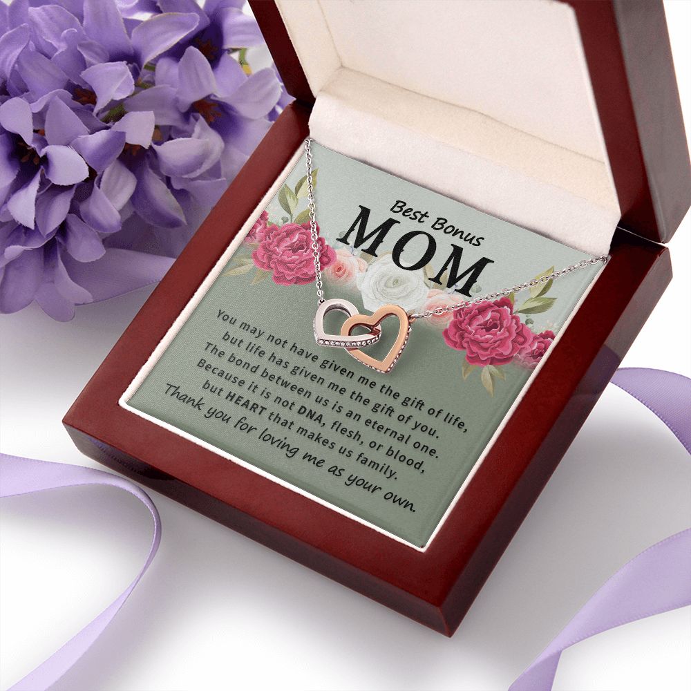 Mother Daughter Necklace as Daughter Gift from Mom, Mom Necklace as Christmas Gift for Mom from Son, Birthday Gift for Mother in Law Necklace, Bonus Mom Gifts for Step Mom Necklace2 Interlocking Hearts Necklace