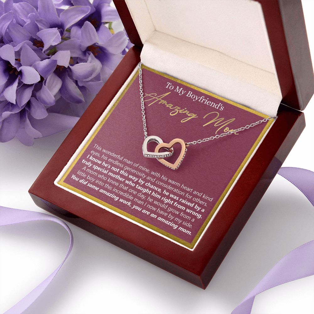 To My Boyfriend's Mom Necklace Jewelry Gift, Mother's Day Gift, Birthday Gift For Boyfriend's Mom, Boyfriend's Mom Necklace Interlocking Hearts Necklace
