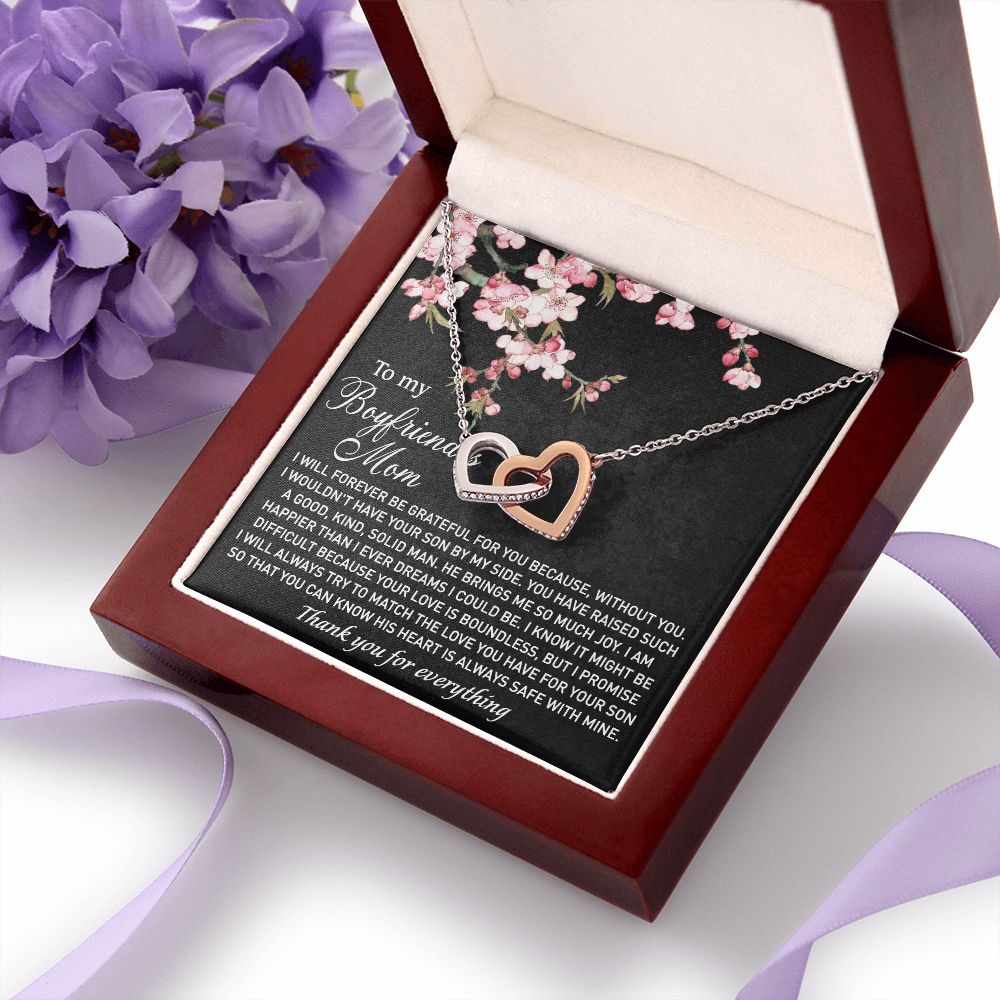 To My Boyfriend's Mom Necklace I Will Forever Be Grateful for You Love Knot Pendant Jewelry For Fiancé's Mom From Future Daughter In Law Interlocking Hearts Necklace