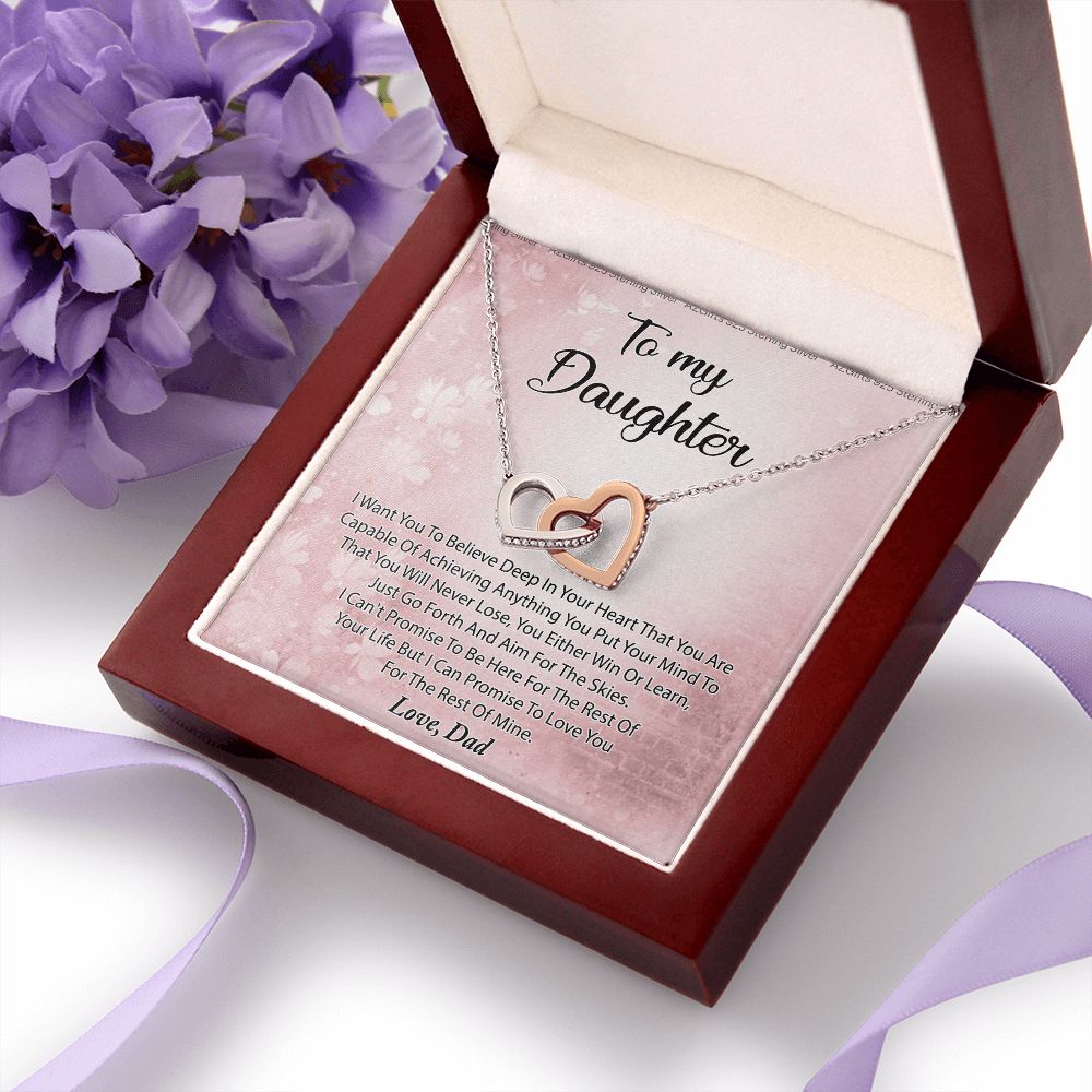 To My Daughter Necklace Gift From Mom I Love You Forever and Always Hearts Necklace For Daughter Present for Birthday Anniversary Christmas Valentine's Day Interlocking Hearts Necklace