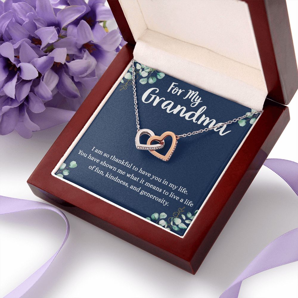 To My Grandma Necklace, Gift for Grandmother Necklace, Mothers Day Gift For Grandma Nana, Grandma Jewelry From Grandchildren GrandKids , Jewelry Box Gift For Grandma Grandmother4 Interlocking Hearts Necklace