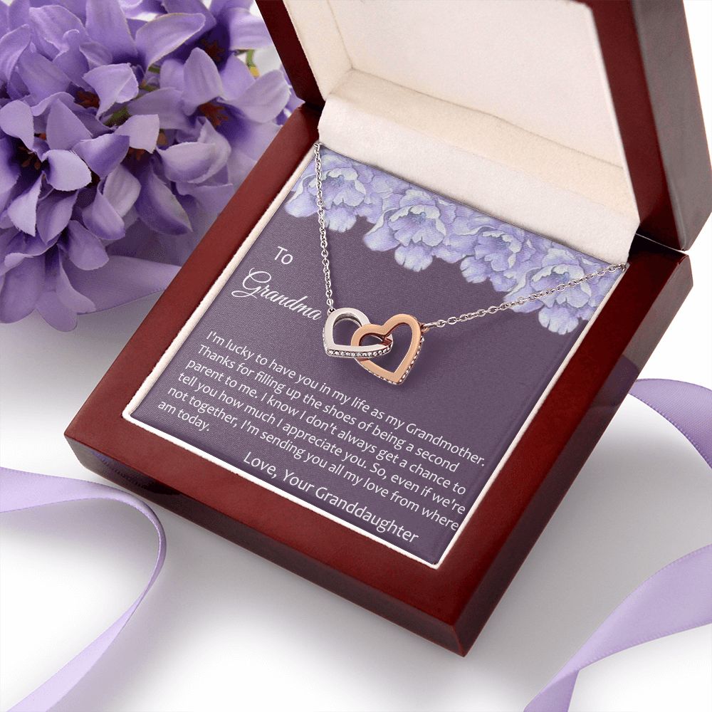 To My Grandma Necklace, Gift for Grandmother Necklace, Mothers Day Gift For Grandma Nana, Grandma Jewelry From Grandchildren GrandKids , Jewelry Box Gift For Grandma Grandmother21 Interlocking Hearts Necklace