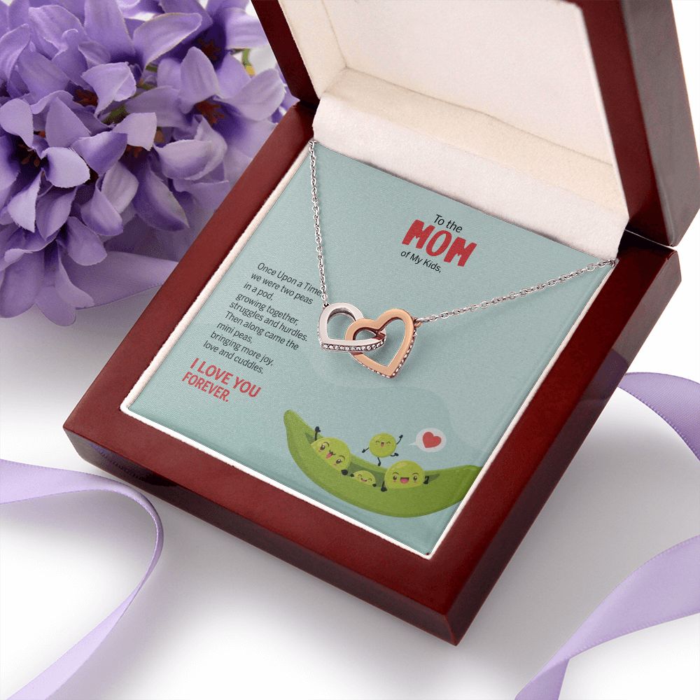 To My Mom Peas Pod Necklace From Kids, Gift For Mom On Mother's Day Jewelry Mom Interlocking Hearts Necklace